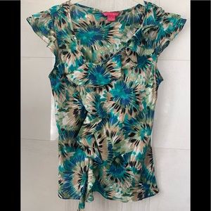 Jungle Green Sleeveless Top V-Neck Small